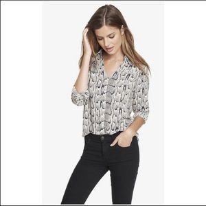 Express | Portofino Snakeskin Button Down Top